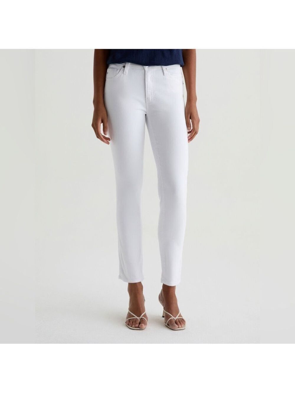 Ag Adriano Goldschmied The Prima Ankle Cigarette Ankle Jeans White Size 27R - Picture 2 of 13